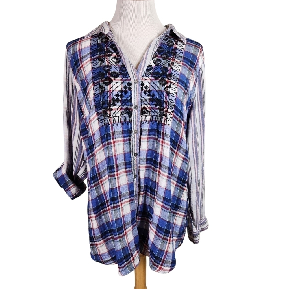 Vintage America Button Down Plaid Shirt, Sz XL